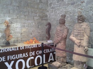 An international variety of chocolate sculpture